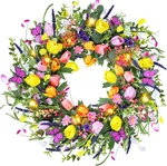 24 Inch Spring & Summer Artificial Led Tulip Wreath With Lights, Multicolor,. Fixed Price $53.99.