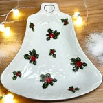 Lefton China Bell Shaped Candy Dish W/holly Pattern #8191. Fixed Price $15.00.