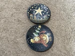 Crazy Mountain Small Decorative Plates Hang Primitive Village Snowman Candle. Fixed Price $27.88.