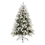 Nearly Natural 5FT Flocked South Carolina Spruce Christmas Tree W/ 300 Lights. Fixed Price $199.99.