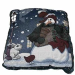 Vtg Mohawk Home Christmas Lights Trimmed Snowman Bunny Tapestry Throw Pillow. Fixed Price $23.74.