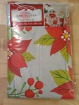 Christmas Rectangle Tablecloth 60 X 84" Red Vinyl Holiday Time Poinsettias New. Fixed Price $15.98.