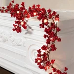 Syhood Christmas Berry String Garland With Lights Thanksgiving Red,. Fixed Price $31.70.