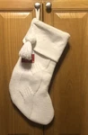 New Nicholas Square 19 White Cable Knit & Faux Fur Christmas Stocking. Fixed Price $18.00.
