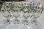 Set Of 8 Holly Berry Christmas Goblets Holiday Wine Water Glasses Vintage. Fixed Price $40.00.