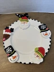 Mud Pie Christmas Santa/snowman/deer Plate W/bow 10 Cookies Salad 3D. Fixed Price $12.50.