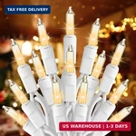 Brightown Christmas Lights, 100-COUNT 20FT Clear Incandescent Bulb Mini String. Fixed Price $13.89.