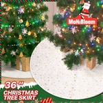 36 Inch Christmas Tree Skirt Gold Stars Pattern Xmas Velvet Mat Home D??cor. Fixed Price $8.96.