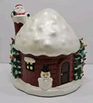 Vtg 80S Christmas Ceramic Tree House Igloo Santa Snowman Chimney Light Lamp. Fixed Price $33.00.