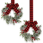 Syhood 2 Pieces 9" Mini Christmas Wreath Floral Style, Retro Color. Fixed Price $30.29.