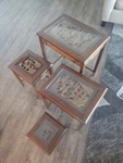 Vintage Asian Hand Carved Set Of Four Accent Nesting Tables. Fixed Price $325.00.