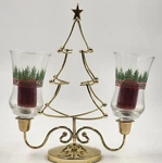 Homco Metal Christmas Tree 2 Votive Candle Holder Pine Holly Berry Cups Vtg. Fixed Price $29.99.