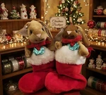 Vintage 1984 Velveteen Rabbit Christmas Stockings Set Of 2 W/ Brown Bunny Box 5. Fixed Price $26.00.