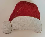 Fully Beaded Christmas Santa Hat Shaped Accent Pillow Holiday Home 12". Fixed Price $29.99.