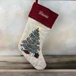 Pottery Barn Lit Tree Embellished Christmas Stocking Monogram Winnie Read Ob. Fixed Price $29.95.