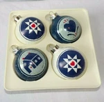 Vtg 1985 Hallmark American Country Rustic Farm House Christmas Ornament Balls. Fixed Price $11.99.