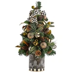 Mackenzie Childs Farmhouse Illuminated Table Top Christmas Tree 25" Tall Nib. Fixed Price $299.99.
