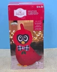 Holiday Time Christmas Festive Cardinal With Bow Tie Inflatable 3.5'. Fixed Price $19.00.