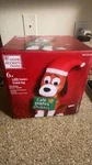 Gemmy Christmas 6 Ft Ate Santa's Cookies Dog Air Blown Inflatable. Fixed Price $33.00.