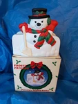 Vtg Russ Berrie Christmas Frosty Friends Snowman Porcelain Napkin Holder #5022. Fixed Price $10.99.