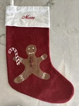 Pottery Barn Holiday Icons Gingerbread Man Crewel Christmas Stocking Mom. Fixed Price $18.00.