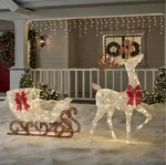 Led Reindeer & Sleigh Yard Decor Home Accents Holiday 5 Ft. Polar Wishes. Fixed Price $179.99.