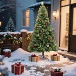 6FT Christmas Artificial Tree Prelit W/ Stand & Balls For Xmas Holiday Decoratio. Fixed Price $55.59.