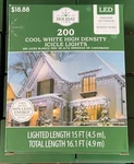 Holiday Time 200-COUNT Cool White Led High-density Icicle Lights Wire. Fixed Price $12.95.