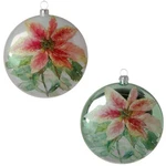 3724580 Raz SET/2 5" Poinsettia Disc Glass Christmas Ornament Holiday Flower. Fixed Price $21.74.