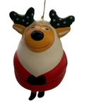 Christmas Tree Ornament Reindeer Terra Cotta Clay Pottery Dangle Legs Bell Style. Fixed Price $23.00.