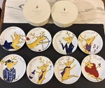 Pottery Barn Pb Christmas Reindeer 7 Appetizer Plates Set (8) Boxed Euc Htf. Fixed Price $199.99.