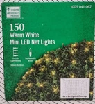 Home Accent Holiday 150 Warm White Mini Led Net Lights (4FT X 6FT). Fixed Price $27.99.