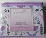 Nanette Paris France Love 3 Pc Twin Sheet Set Pink Purple Polyester Nos. Fixed Price $21.00.