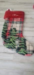 Pottery Barn Forest Plaid Christmas Tree Stocking Monogrammed "mom". Fixed Price $25.00.
