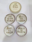 Pottery Barn Joy To The World Christmas Appetizer Plates 6" In Box. Fixed Price $25.99.