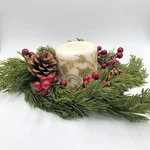 Transpac Holiday Decor Faux Pine Candle Ring Wreath G4706. Fixed Price $18.49.