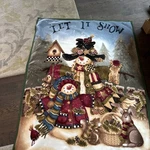 Vintage Fleece Snowman Let Blanket Primitive Cottage 64 BY53. Fixed Price $15.00.