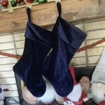 One Target Threshold Blue Velvet Quilted Christmas Hanging Stocking Monogram. Fixed Price $29.95.