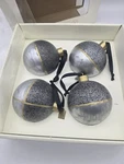 4 Magnolia Hearth & Hand Silver / Gunpowder Ornaments Gold Top Christmas. Fixed Price $7.80.