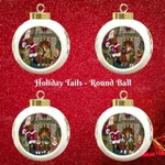 Santa Cozy Fire Holiday Tails Dog Cat Pet Round Ball Christmas Tree Ornament. Fixed Price $29.99.