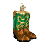 Old World Christmas Green And Brown Cowboy Boots Glass Ornament 32072. Fixed Price $19.88.