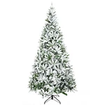 9FT Tall Unlit Snow Flocked Pine Artificial Christmas Tree With Realistic Branch. Fixed Price $178.99.