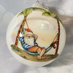 Santa At The Beach Deck Palms Glass Christmas Ornament Hand Painted. Fixed Price $18.95.