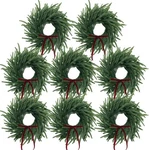 8 Sets 12 Inches Christmas Front Door Pine Wreath With Red Bow, Norfolk .... Fixed Price $52.37.