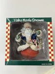Vintage Fabric Mache Santa Claus Ornament With Box Swc Bentonville Ar. Fixed Price $12.00.