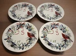 Set Of 4 Lenox Winter Greetings Dinner Plates 10.75" Cardinals Very Clean Euc. Fixed Price $69.99.