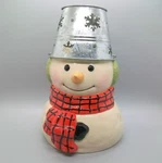 Hallmark Mitford Snowman Murphy Tealight Candle Luminary Snowflake Bucket Hat 9". Fixed Price $24.95.