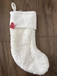 Wondershop Target Christmas Stocking Cream Off White Velvet Faux Fur Modern Nwt. Fixed Price $12.00.