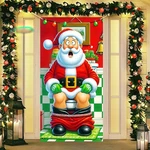 Funny Santa Bathroom Door Cover 71X35 In Christmas Holiday Banner. Fixed Price $13.83.