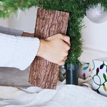 Realistic Faux Brown Bark Xmas Tree Skirt Hides Fake Pole, By Large,. Fixed Price $28.86.